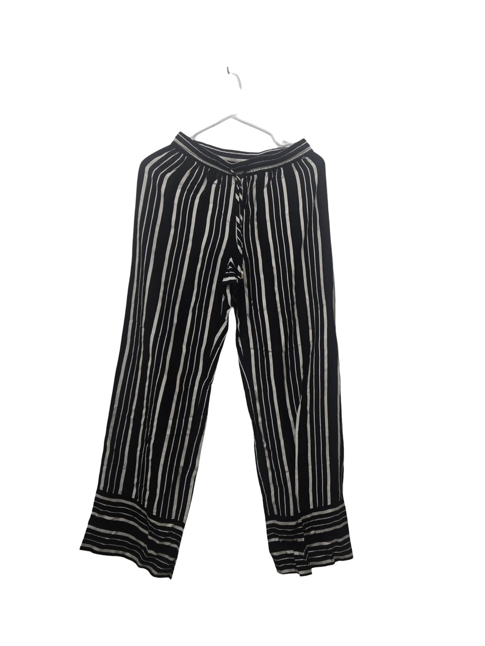 Trina Turk Black & White Vertical Stripe Wide-Leg Pants